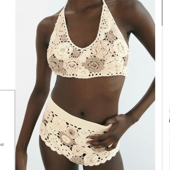 ZARA NWT FLORAL CROCHET KNIT BOTTOM AND BRALETTE TO LIMITED EDITION BIKINI M-L - Picture 1 of 6